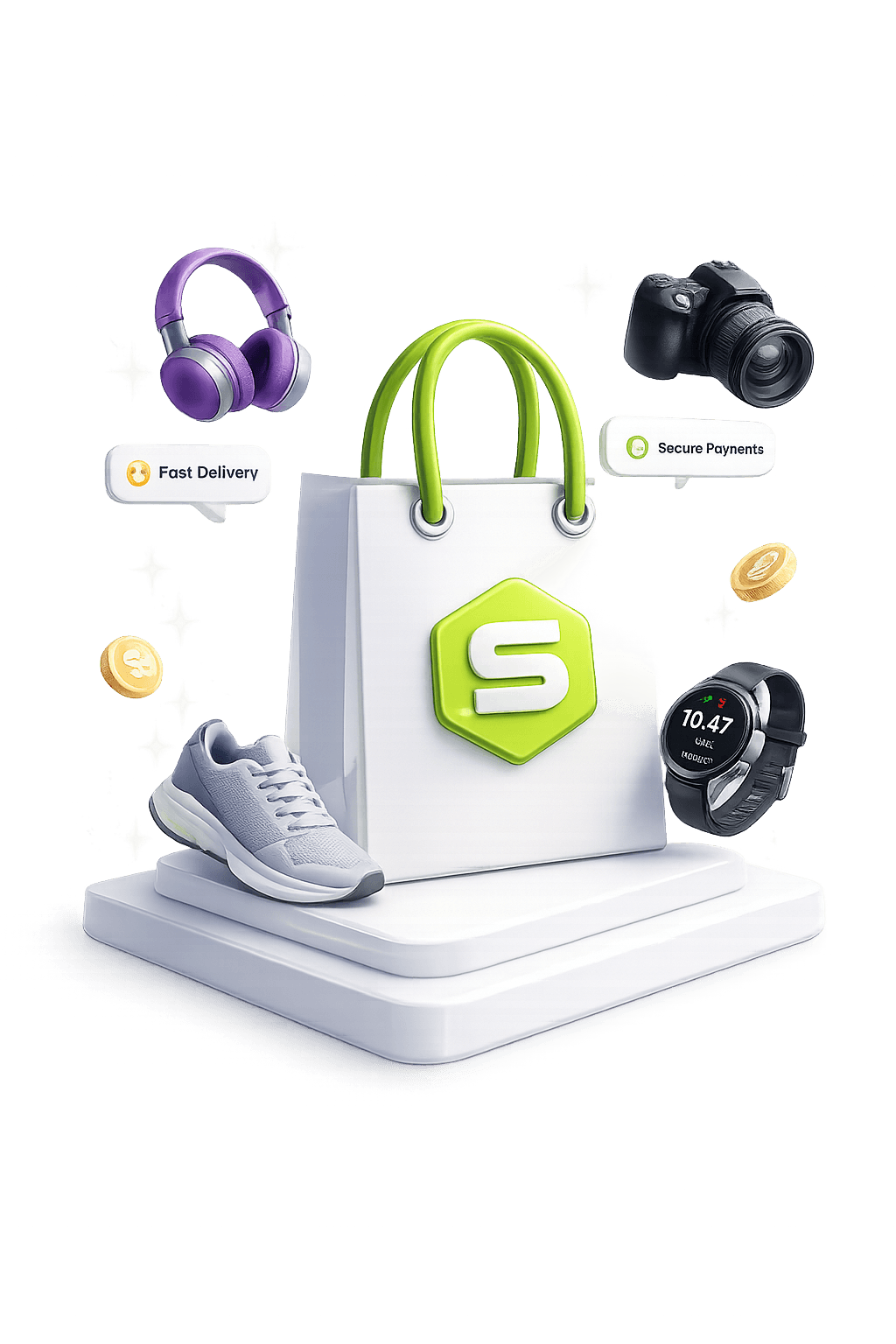 ShopVerse marketplace shopping bag with products